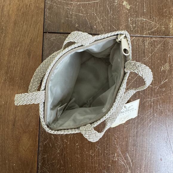 Kathie Lee VINTAGE Woven Hand Bag Taupe Greige Tan MINI - Picture 8 of 9